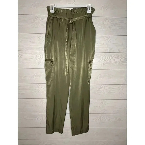 Bar III forest green paper bag pants Size Small - Picture 1 of 6